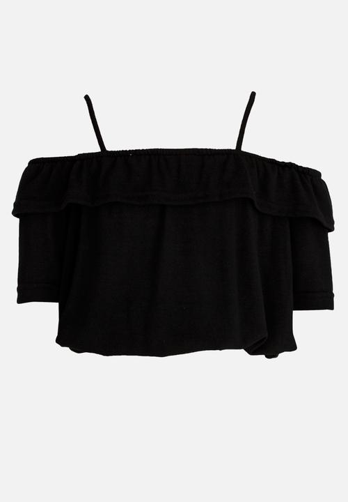 Rebel Republic - Bardot Jersey Top Black