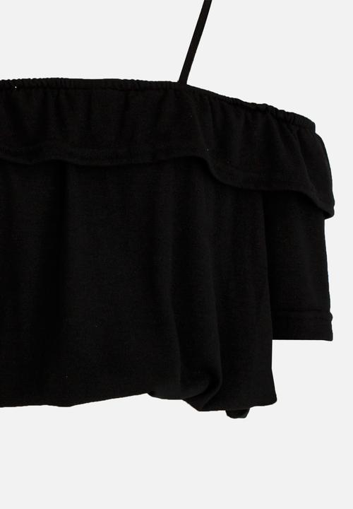 Rebel Republic - Bardot Jersey Top Black