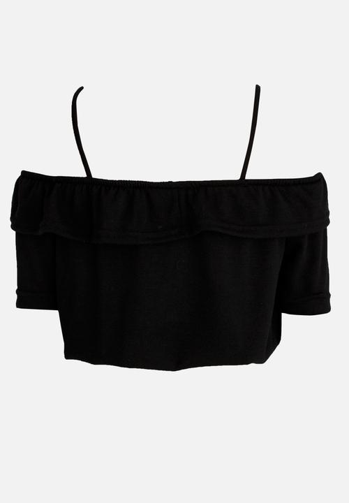 Rebel Republic - Bardot Jersey Top Black