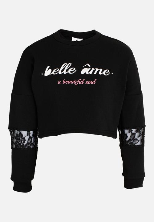 Rebel Republic - Sweater with Lace Insert Black