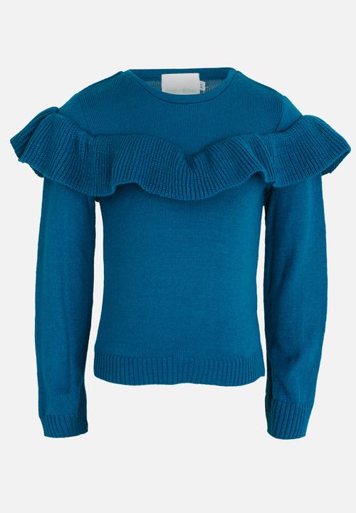 See-Saw - Pullover Jersey with Frill Turquoise
