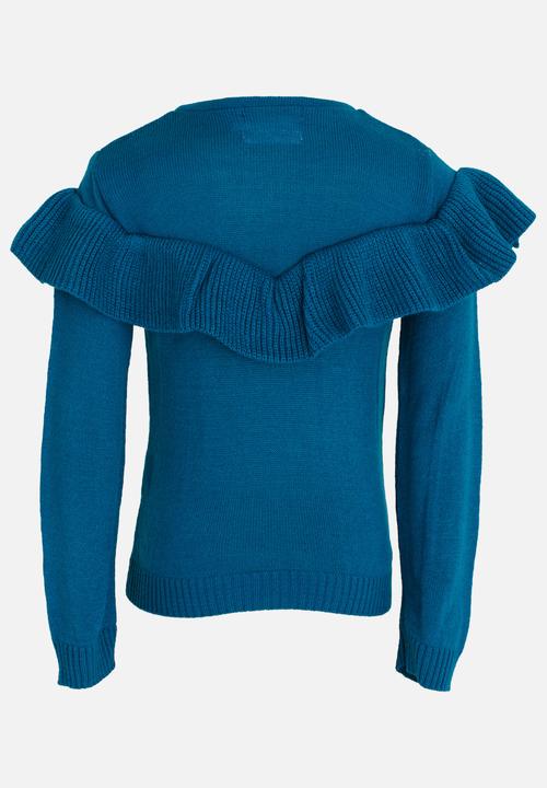 See-Saw - Pullover Jersey with Frill Turquoise