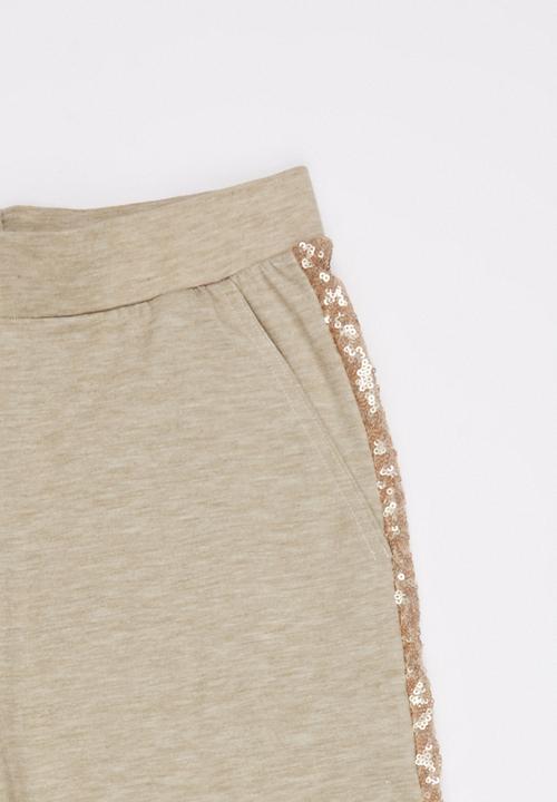 Rebel Republic - Joggers with Sequin Inset Mid Brown