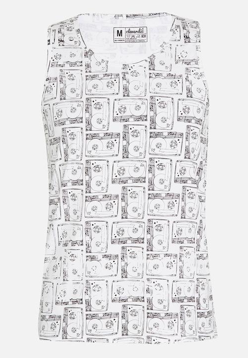 cleverdic - Printed cassette vest - white