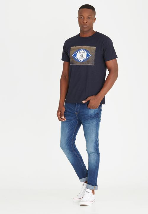 JEEP SPIRIT - Short Sleeve Printed T Shirt Navy