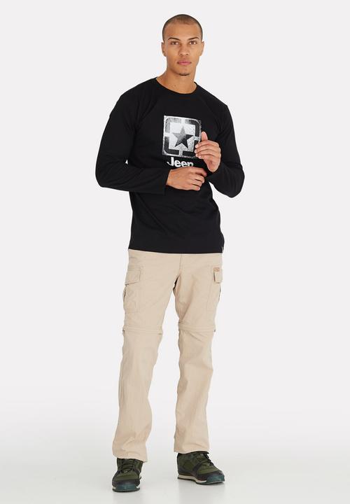 JEEP - Long Sleeve Print T Shirt Black