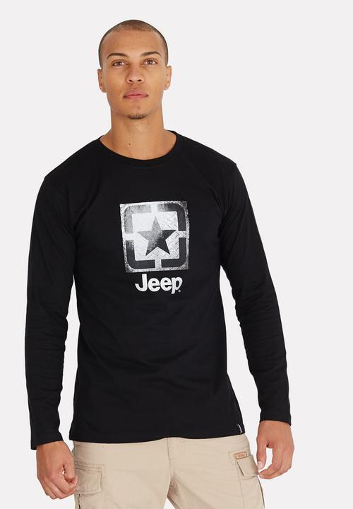 JEEP - Long Sleeve Print T Shirt Black