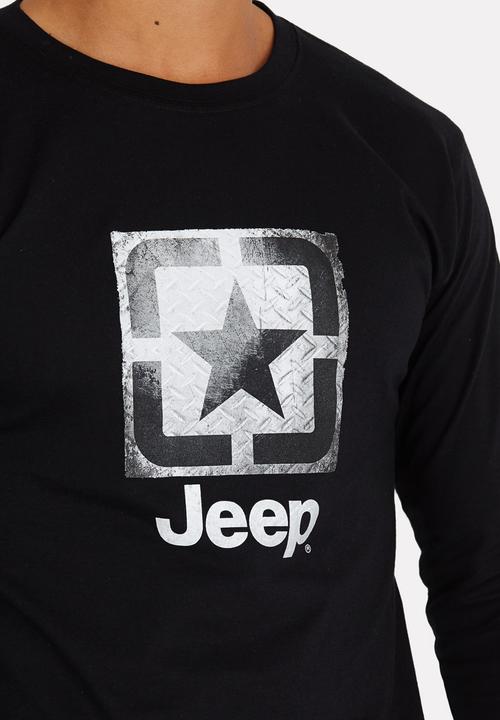 JEEP - Long Sleeve Print T Shirt Black