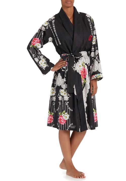 Daddy and Fox - Printed dressing gown Black