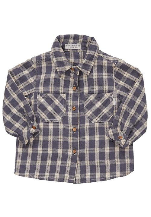 Sticky Fudge - Checked shirt with two front pockets Blue/White