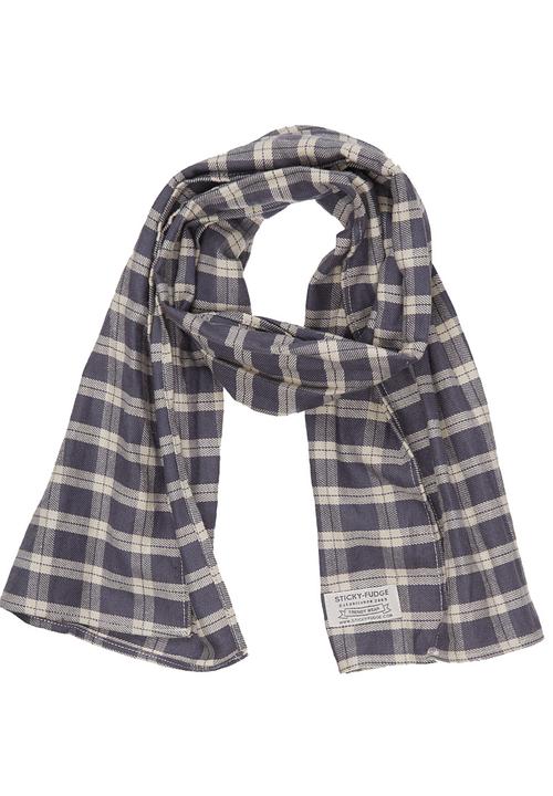 Sticky Fudge - Checked scarf Mid Blue