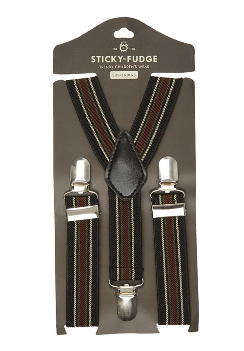 Sticky Fudge - Striped suspenders Grey