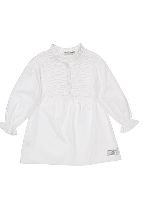 Sticky Fudge - Long-sleeved dress with pintucks White