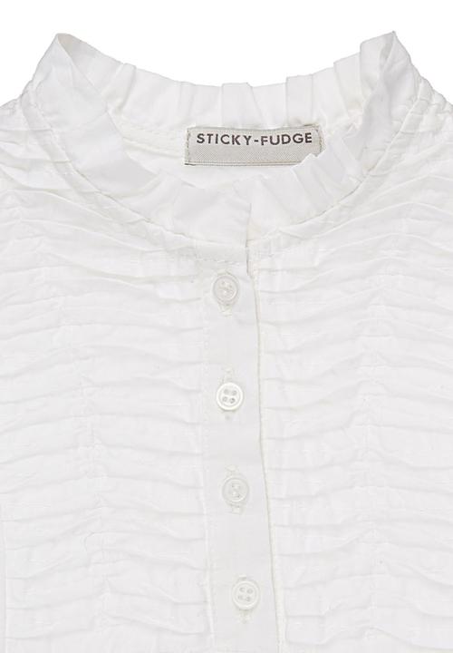 Sticky Fudge - Long-sleeved dress with pintucks White