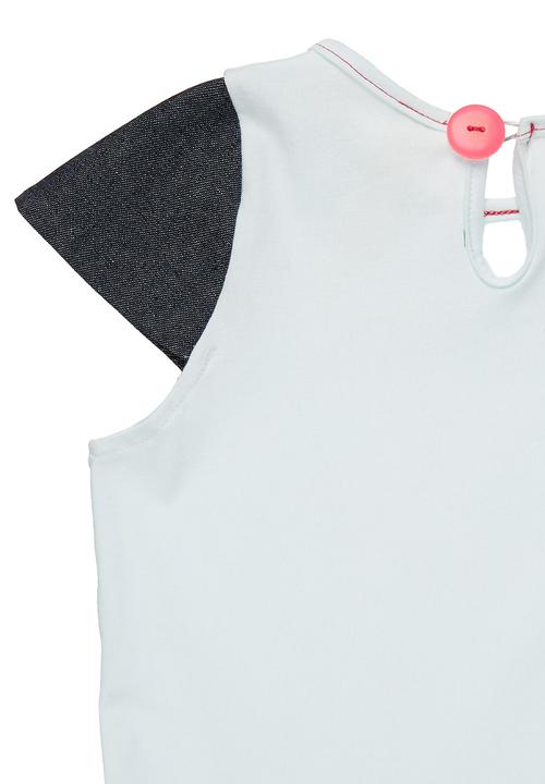 Adeva - Fabric combo dress Blue black denim