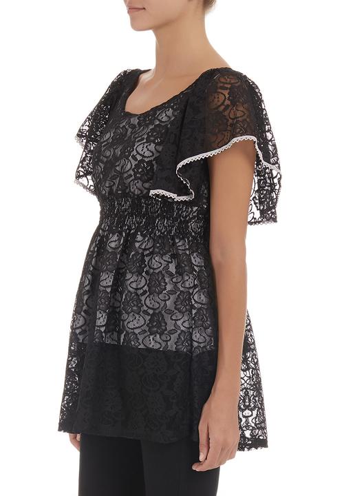 edit - Lace tunic with butterfly sleeves Black