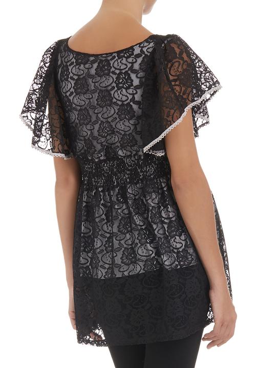 edit - Lace tunic with butterfly sleeves Black