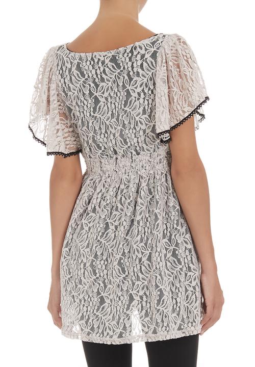 edit - Lace tunic with butterfly sleeves Stone/Beige