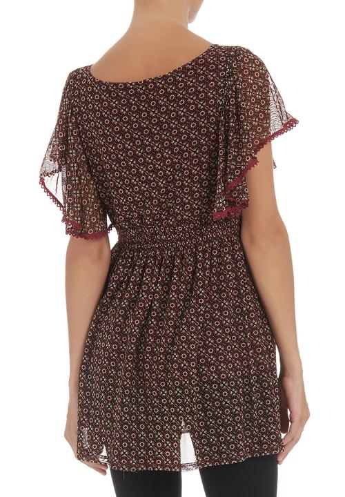 edit - Mesh tunic with butterfly sleeves Red