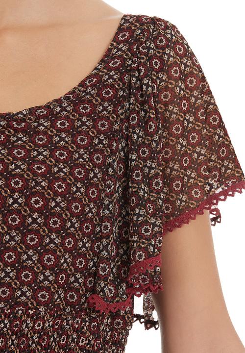 edit - Mesh tunic with butterfly sleeves Red