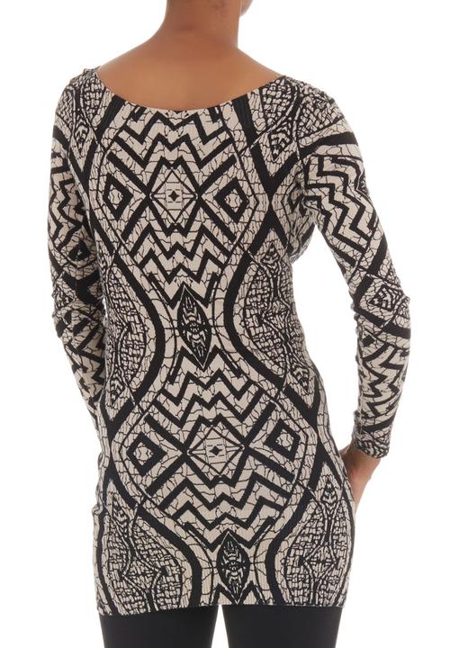 Revenge - Printed knit tunic Brown