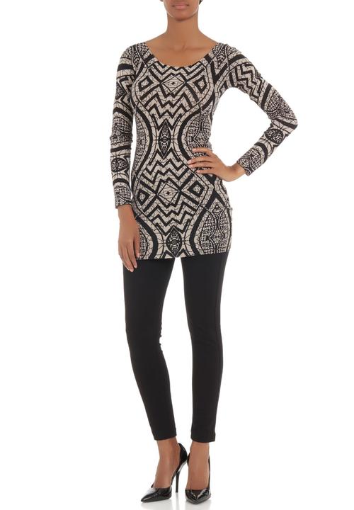Revenge - Printed knit tunic Brown