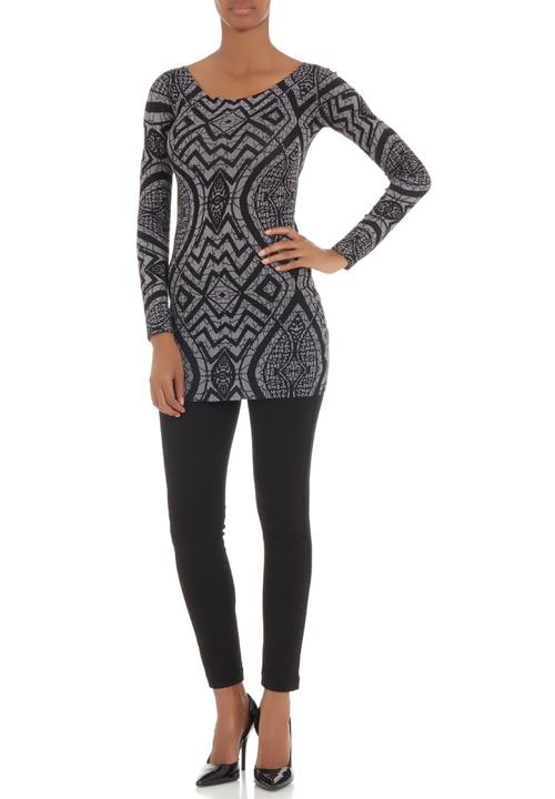 Revenge - Printed knit tunic grey