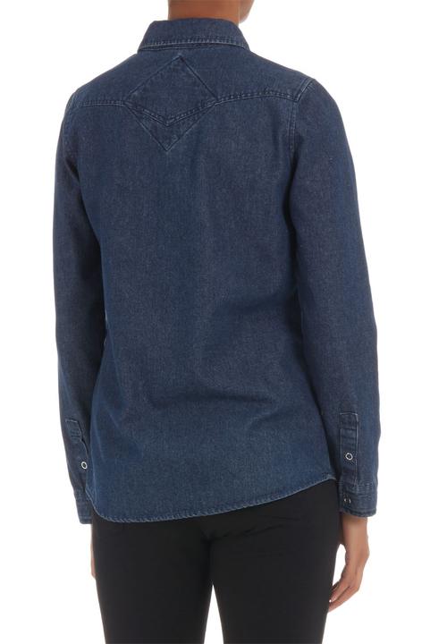 BellField - Denim shirt with bird embroidery Dark blue