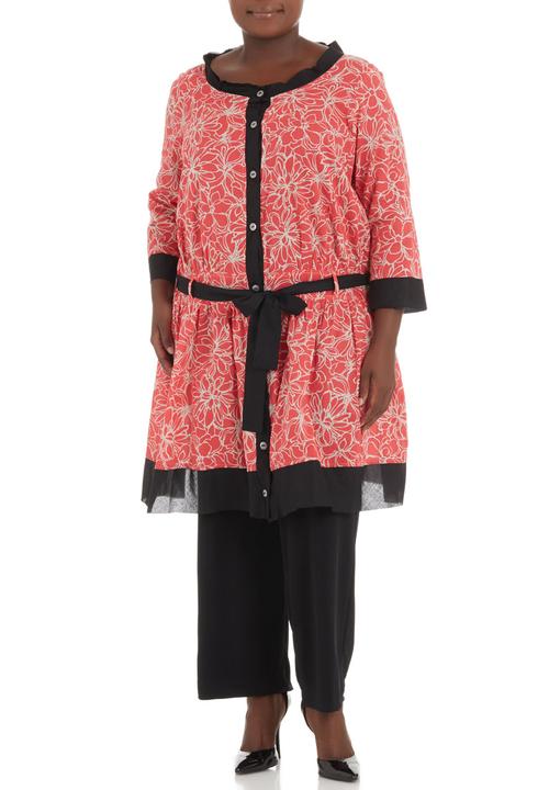 Ilan - Floral tunic dress with dropped waist Coral