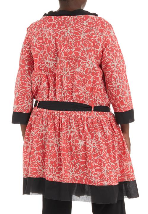 Ilan - Floral tunic dress with dropped waist Coral