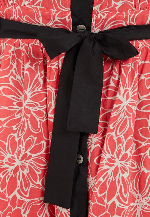 Ilan - Floral tunic dress with dropped waist Coral