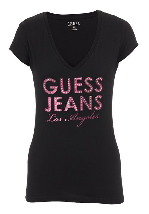 GUESS - V-neck Guess Jeans T-shirt Black