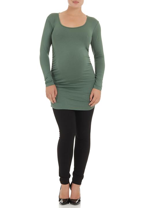 Cherry Melon - Long-sleeve Top with Side Gauge Detail Green