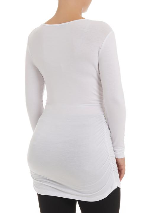 Cherry Melon - Long-sleeve top with side gauge detail  White