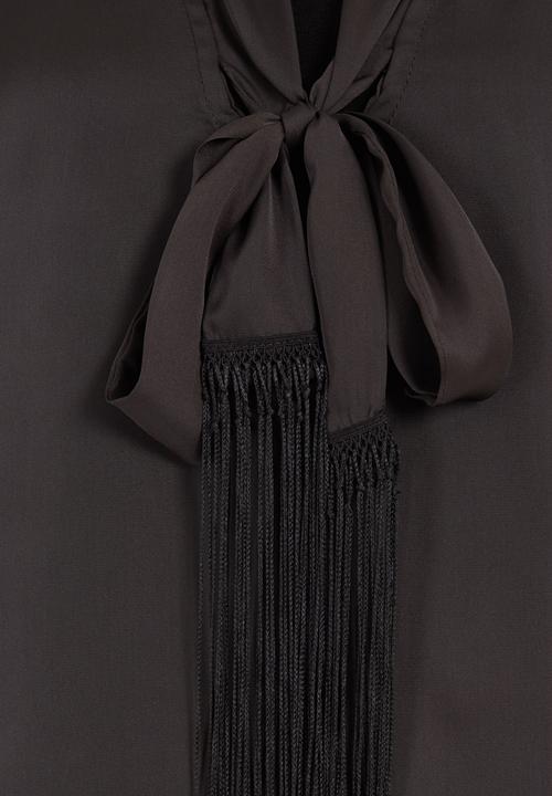 TART - Pussy-bow blouse with tassels Black