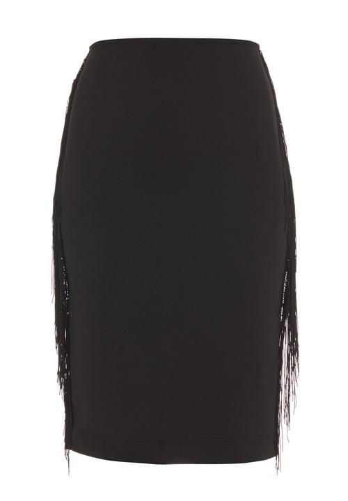 TART - Fringed pencil skirt Black