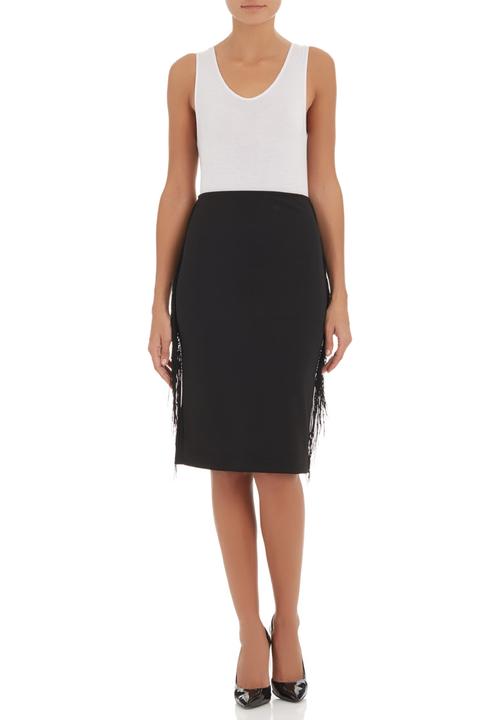TART - Fringed pencil skirt Black