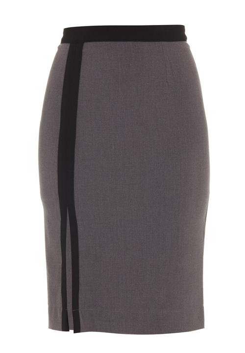 adam&eve; - Pencil skirt with slit dark Grey