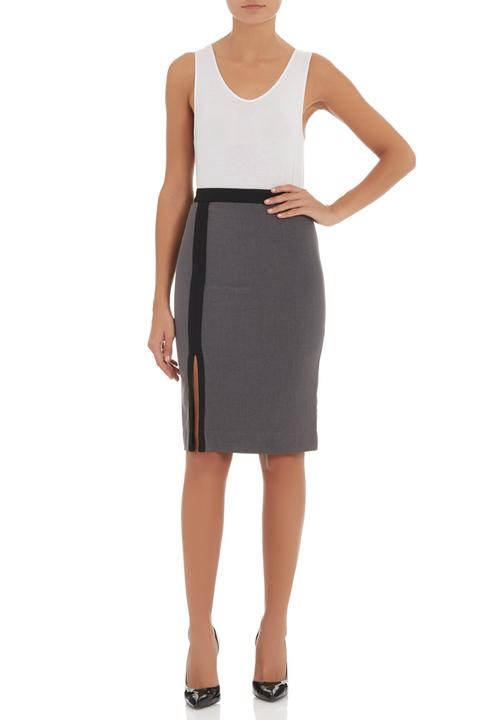 adam&eve; - Pencil skirt with slit dark Grey