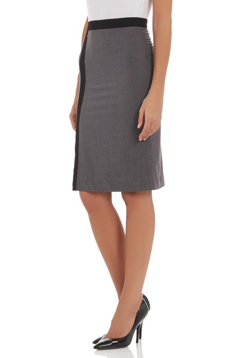 adam&eve; - Pencil skirt with slit dark Grey