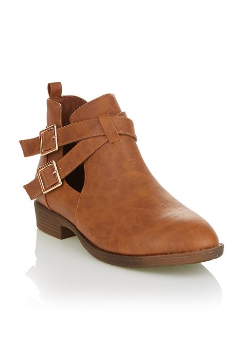 Ankle boots with two buckles Tan RAGE 