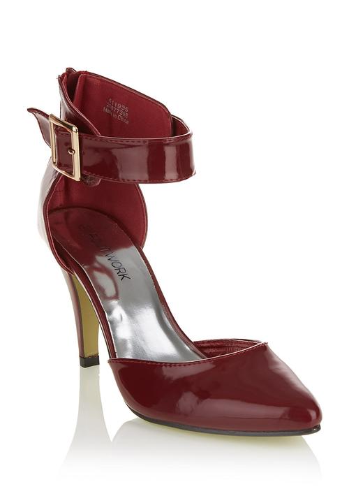 red court shoes with ankle strap