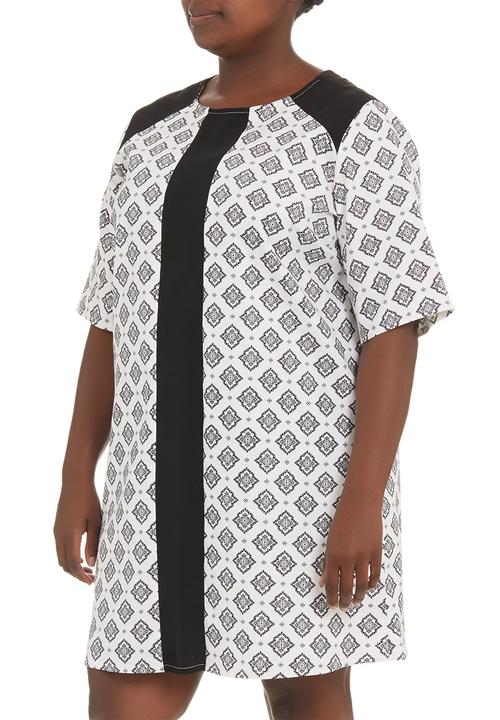 edit - Colourblocked shift dress Black & White