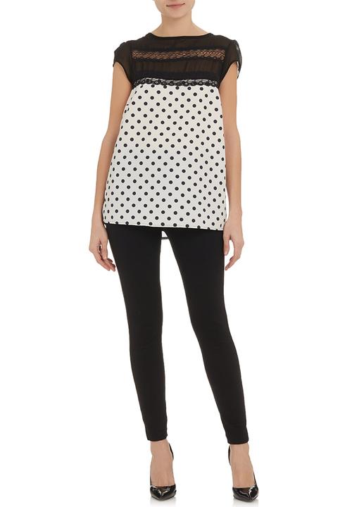 edit - Lace inset boxy top Black/White