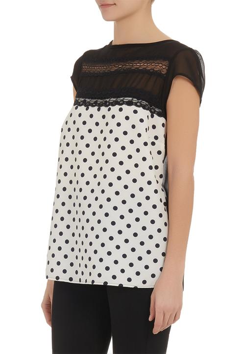 edit - Lace inset boxy top Black/White