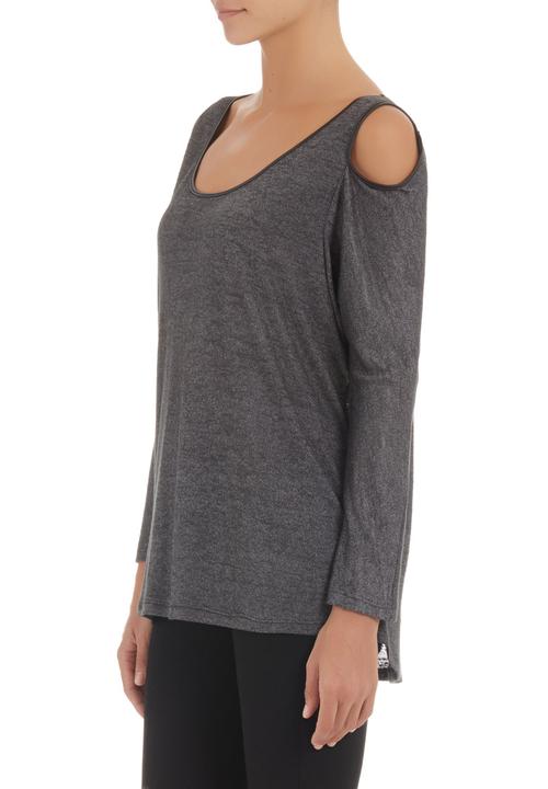 Slick - T-shirt with leather trim Grey (dark grey)