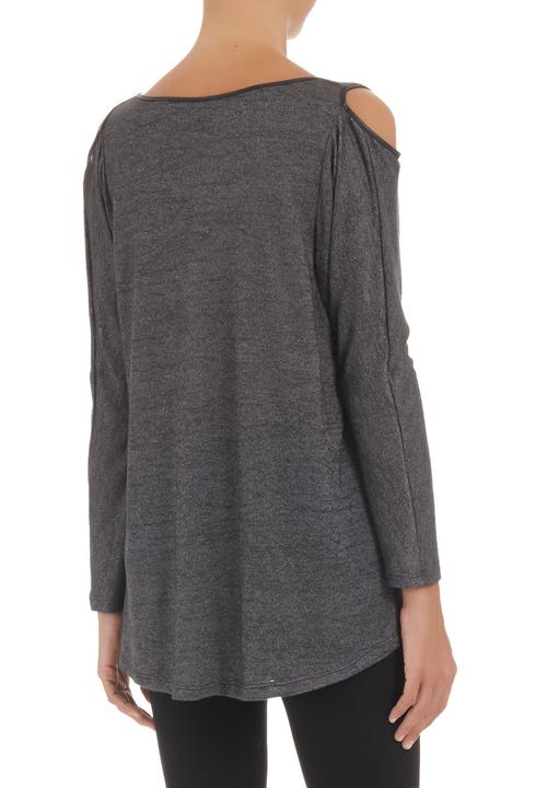 Slick - T-shirt with leather trim Grey (dark grey)