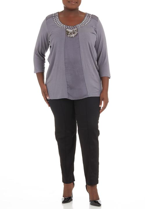 Megalo - Beaded top with front panel Grey