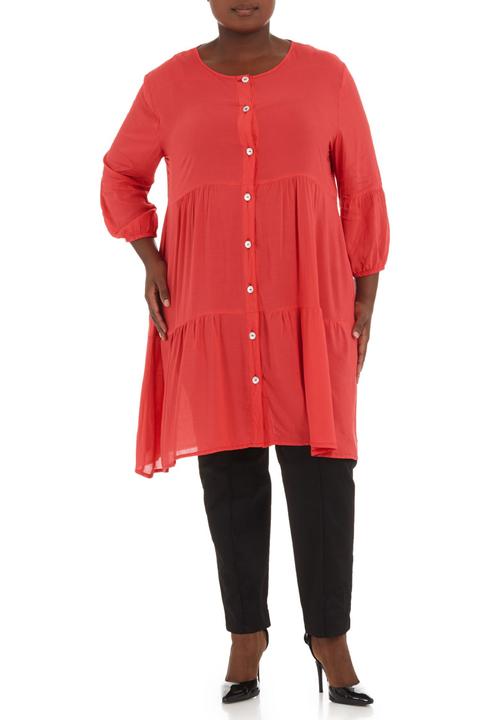 Megalo - Smocked tiered tunic  Coral