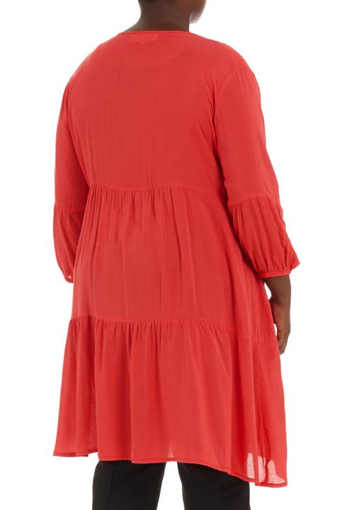 Megalo - Smocked tiered tunic  Coral